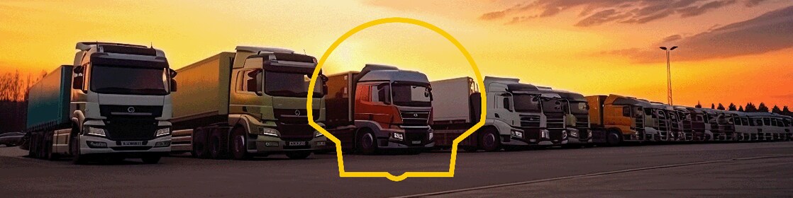 Plusieurs camions alignés
