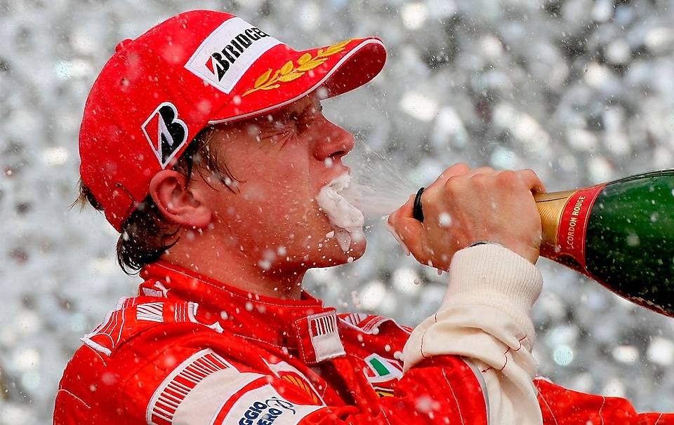 Kimi Räikkönen celebrating victory