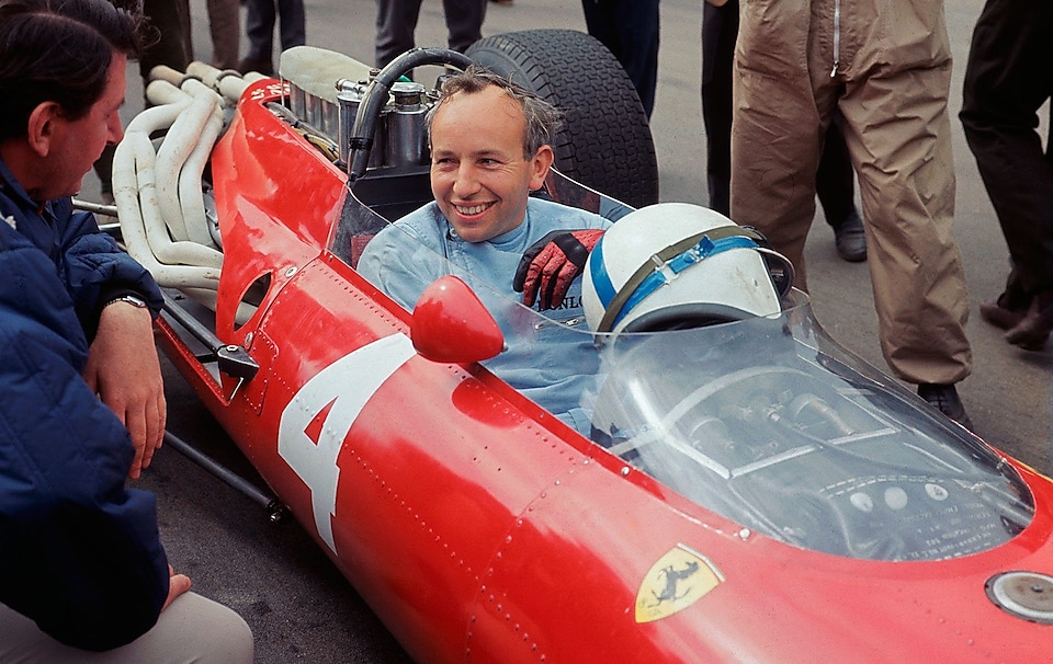 John Surtees on a Ferrari car